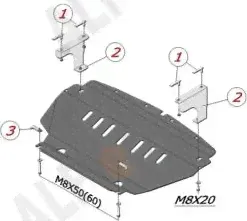 Защита алюминиевая Alfeco для картера Infiniti FX 35, 45 2003-2008. Артикул ALF2909AL4