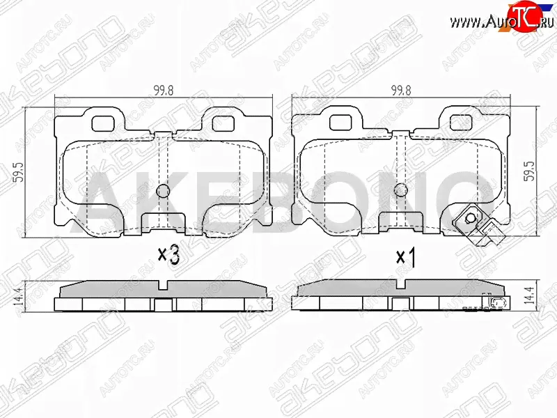 Задние колодки тормозные AKEBONO INFINITI FX35 1 S50 - FX45 1 S50