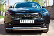 Защита передняя двойная 63-63 мм Дизель РусСталь для Infiniti FX37/QX70 2009-2017