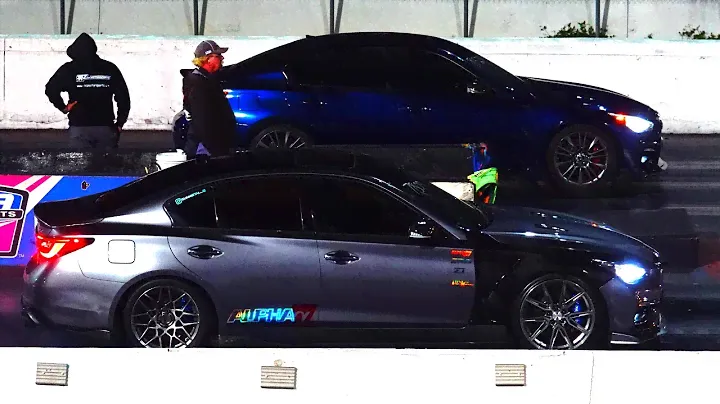 Infiniti Q50 Alpha vs Infiniti Q60 3.0t - drag race 1/4 mile