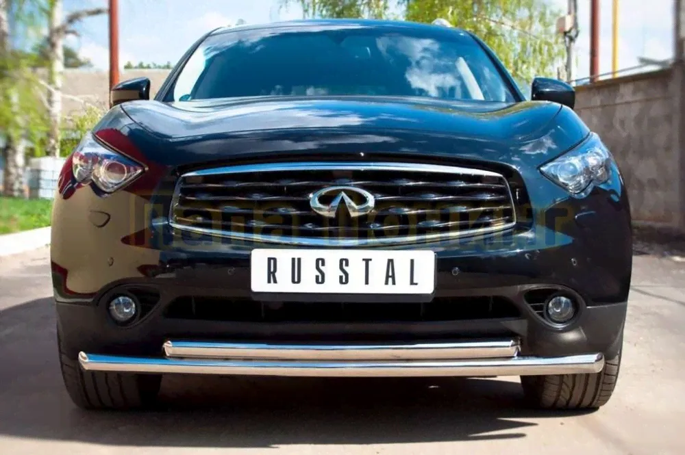 Защита передняя двойная 63-63 мм Дизель РусСталь для Infiniti FX37/QX70 2009-2017